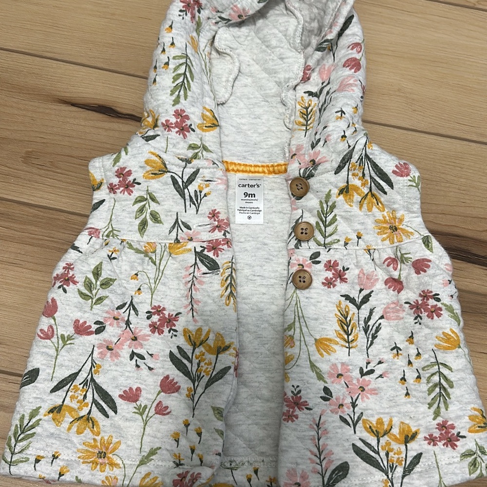 Carter's Hooded Vest with Floral Design